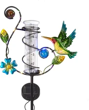 Hummingbird Rain Gauge Outdoor Solar LED Lights Rain Gauge Decorative Waterproof