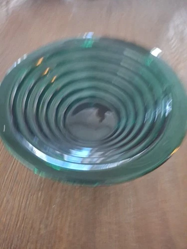 Blenko Mid Century Modern Emerald Green Thick Glass Bowl 7 1/2" Diam