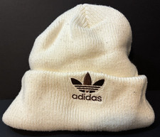 Adidas Originals Trefoil Beanie White Brown Logo Cuffed Knit Hat OSFM Unisex