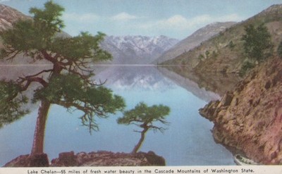 Vintage Lake Chelan Cascade Mountains Washington State Postcard