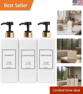 Shampoo and Conditioner Dispenser - Modern Gold Design Large 27oz Shower Soap...