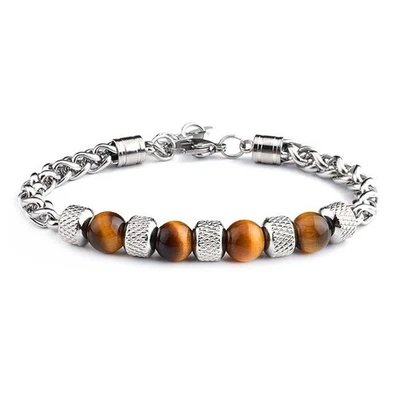 Für Tigerauge und für obsidian Perlen Armband Edelstahl verstellbare Passform - Bild 1 von 4