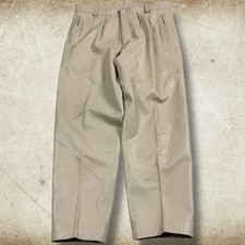 Vintage 90  s Saxony Men's Leather Pants Size 40x32 Beige Panelled Classic Biker