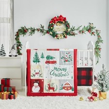 Christmas Crib Bedding Set 3 Pieces New Year Style 3pc Crib Bedding Set Red