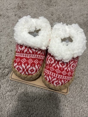 Infant 0-6 M Fall/Winter Booties/Slippers BEARPAW Sherpa Top, Brown Beige NEW
