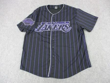 Los Angeles Lakers Baseball Shirt Mens Medium Black Purple NBA Basketball