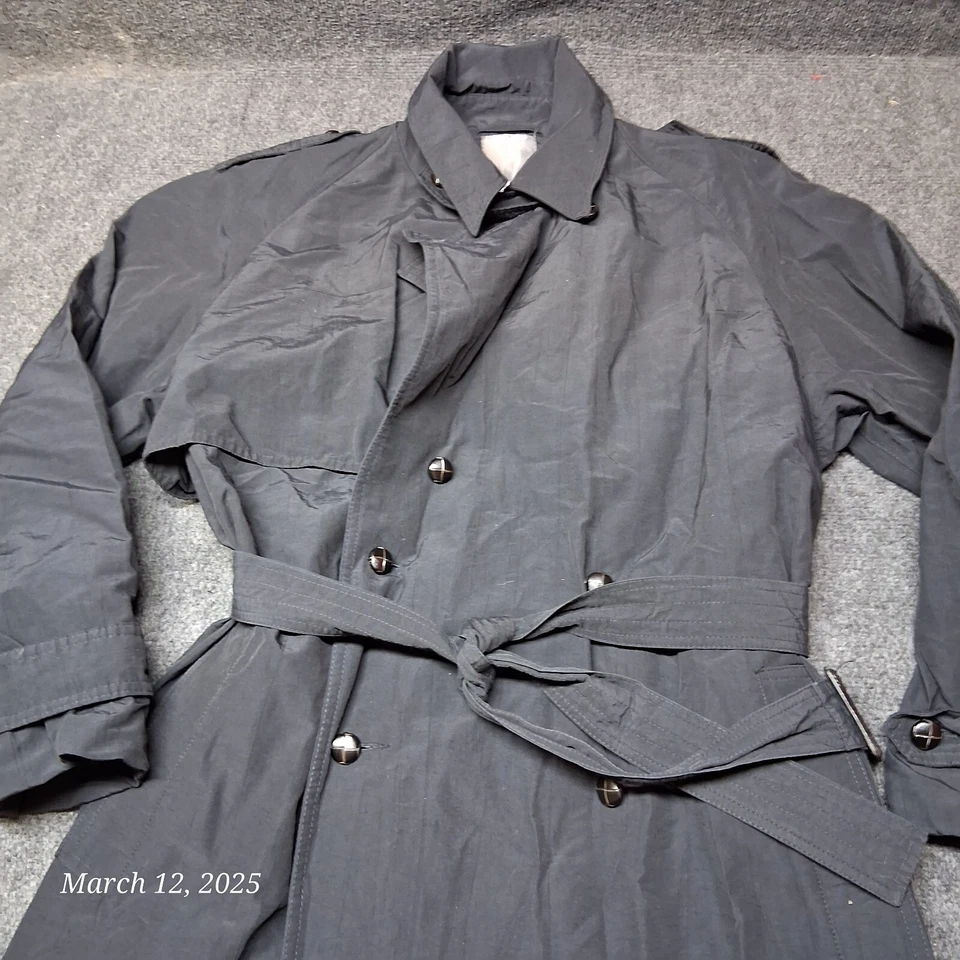 Gabardina de Colección Carol Cohen Drizzle Negra Talla 42 Cinturón Cortavientos Lluvia Foto 2 de 4