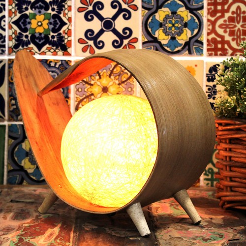 Tischlampen natürliche Kokosnussblattlampe Baumwolle Kugelschirm inkl. Glühbirne - Bild 28 von 29