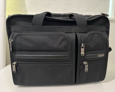 Tumi 26141D4 Alpha Black Ballistic Nylon Expandable Laptop Briefcase Bag TSA