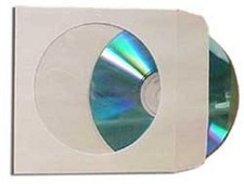 1000 pcs White CD DVD Paper Sleeves Envelopes with Flap and Clear Window