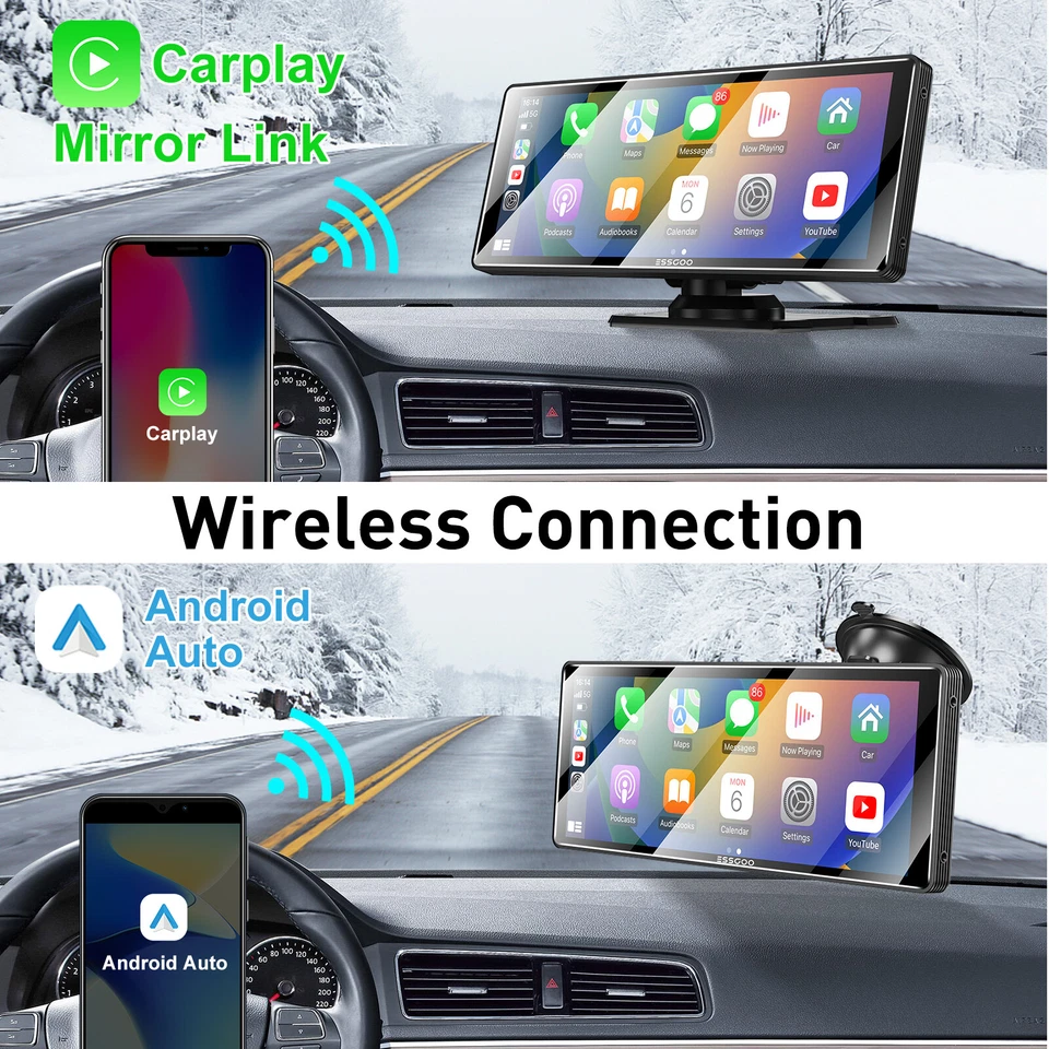 10,3" Autoradio Apple Carplay Android Auto Bluetooth Tragbarer Desktop Monitor - Bild 3 von 4