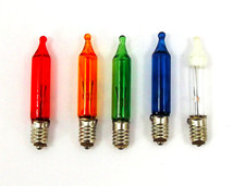 12V 1.1W E5 LES Lilliput 5 Multi Colour Replacement Christmas Light Bulbs + FUSE