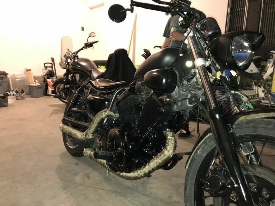 Silenciador de tubo de escape doble pulido para Yamaha Virago 535 XV535 1987-04 Foto 2 de 4