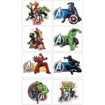 NEW 8 pc MARVEL AVENGERS SUPERHERO IRON MAN CAPTAIN AMERICA temporary tattoos