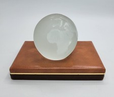 Crystal World Globe Earth Paperweight Clear/Frosted Glass 2" Diameter.