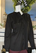 Vtg 1970's Hewlett Knitting Mills NY Black Acrylic Button Down Sweater Sz M