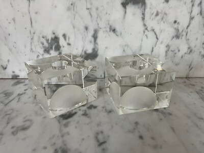 Paar Rosenthal Kristall Blockglas Kerzenständer / Kerzenständer Studio Line