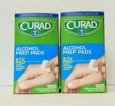 CURAD Alcohol Prep Pads - 100 Count (2 Boxes) Leading Brand Hospitals Use