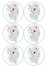 12 Baby Koala baby shower, edible paper, cupcake cookie toppers CHOOSE SIZE