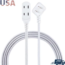 3 Outlet Designer Extension Cord 8ft Braided Power Cable Indoor Safety Covers US