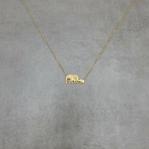 Authentic Elephant Mom Baby 2 GOLD Plated Necklace Animal Dainty Family Love Safari Walk