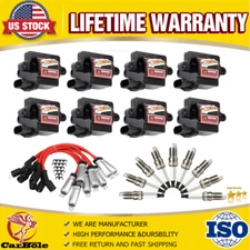8 UF271 Ignition Coil & Spark Plug & Wire Kit For Chevy GMC 4.8/5.3/6.0/8.1L V8