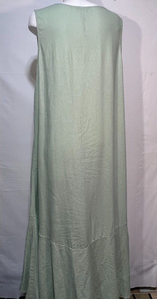 Linen Women Long Dress Summer Large CYNTHIA Rowley Pistachio Green New NWT  | eBay