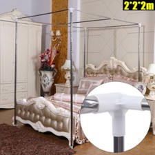 King Size Metal Canopy Bed Frame 4 Corner Bedding Canopy Frame Post Stainless