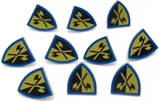 Lego 10 New Light Bluish Gray Minifigure Shield Triangular Yellow Black Halberds