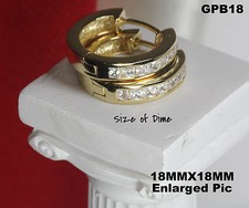 10K GOLD PLATED 925 STERLING SILVER HUGGIE HOOP CZ EARRING 8 SQUARE CZs EACH