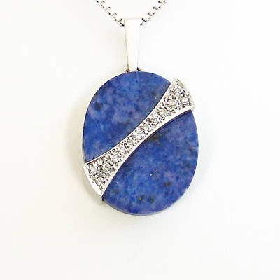 Anhänger Weißgold 333er LapisLazuli 8 kt. Diamanten Goldschmuck Damen - Bild 1 von 4