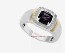 Natural smoky Quartz  CZ Gemstones 925 Sterling Silver Gold Plated Ring 344