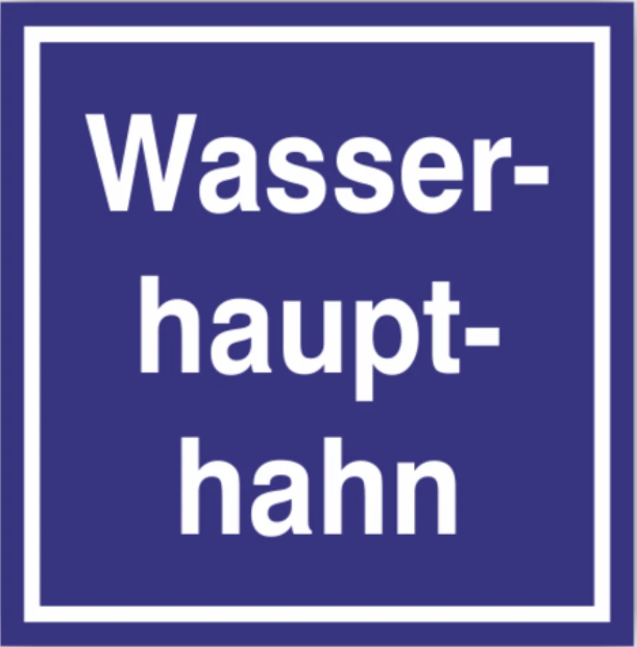 MARKENLOS Schild Wasserhaupthahn Kunststoffplatte blau 200x200 mm Wasserleitung Kunststoff