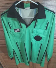 Official Sports International Soccer Referee Shirt Small Long Sleeve Green