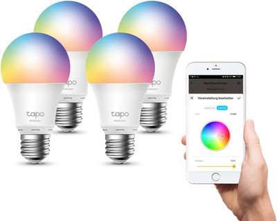 Tapo Tp-Link L530E(4-Pack) Smarte WLAN Glühbirne E27, Mehrfarbrige Dimmbare Alex