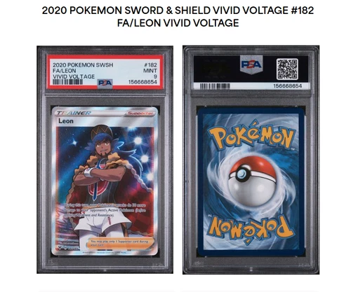 POKEMON SWORD & SHIELD VIVID VOLTAGE #182 FA/LEON VIVID VOLTAGE PSA 9