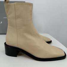 Everlane The City Boot in Cream Leather 7.5 Women's Side Zip Block Heel Ankle