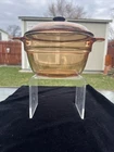 Vtg Visions Corning Ware Pyrex Amber Double Boiler w/lid 1.5L missing sauce pan