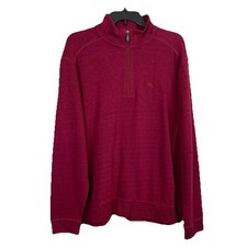 Tommy Bahama 1/4 Zip Long Sleeve Sweater Pullover Men  s Medium Rhumba Maroon