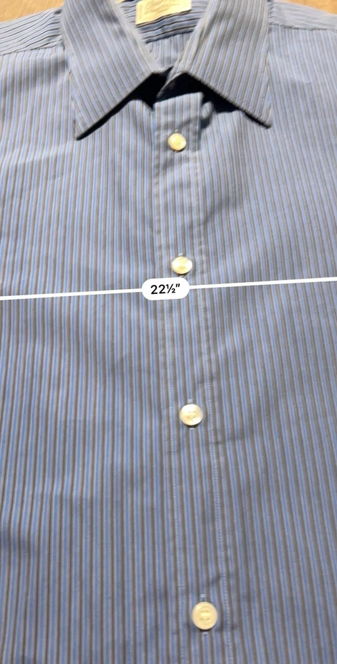 Camisa de Vestir Charvet Para Hombre Grande Manga Larga Puño Francés Rayas Hecha en Francia Foto 3 de 4