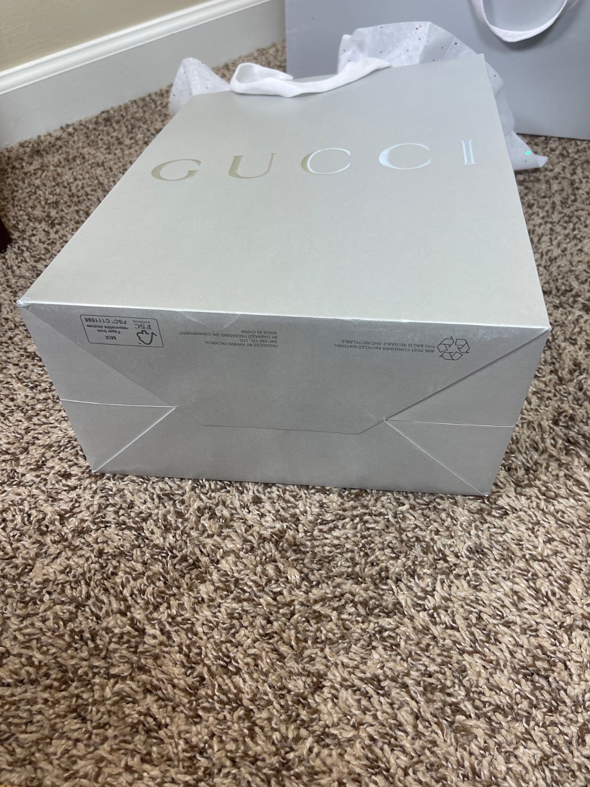 Authentic Empty Gucci Green Brocade Red Silver 8 Total Shopping Gift Tote Bags thumbnail 16