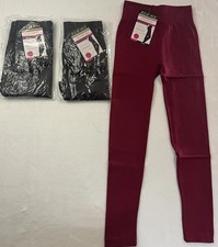 New Mix Printed Womens Fleece Leggings One Size Fits All 2-Black 1 Maroon-red