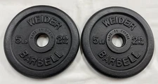 Weider 5 lb Barbell Weight Plates, made in Brazil, standard 1" hole, x 2 = 10 lb