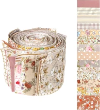 42Pcs Jelly Roll Fabric Strips Soft Cotton Quilting Fabric 2.5 x 20 Inch Pre-Cut