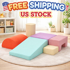 6 PCS Soft Foam Climbing Blocks for Toddlers, Indoor Playset with Suede Fabric