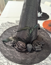 Halloween Black Lace Witch Hat, One Size Adult Unisex Halloween Costume Headgear