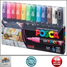 12 Acrylic Paint Markers Set Extra Fine Tip Pens for Rock Glass Wood Fabric Art