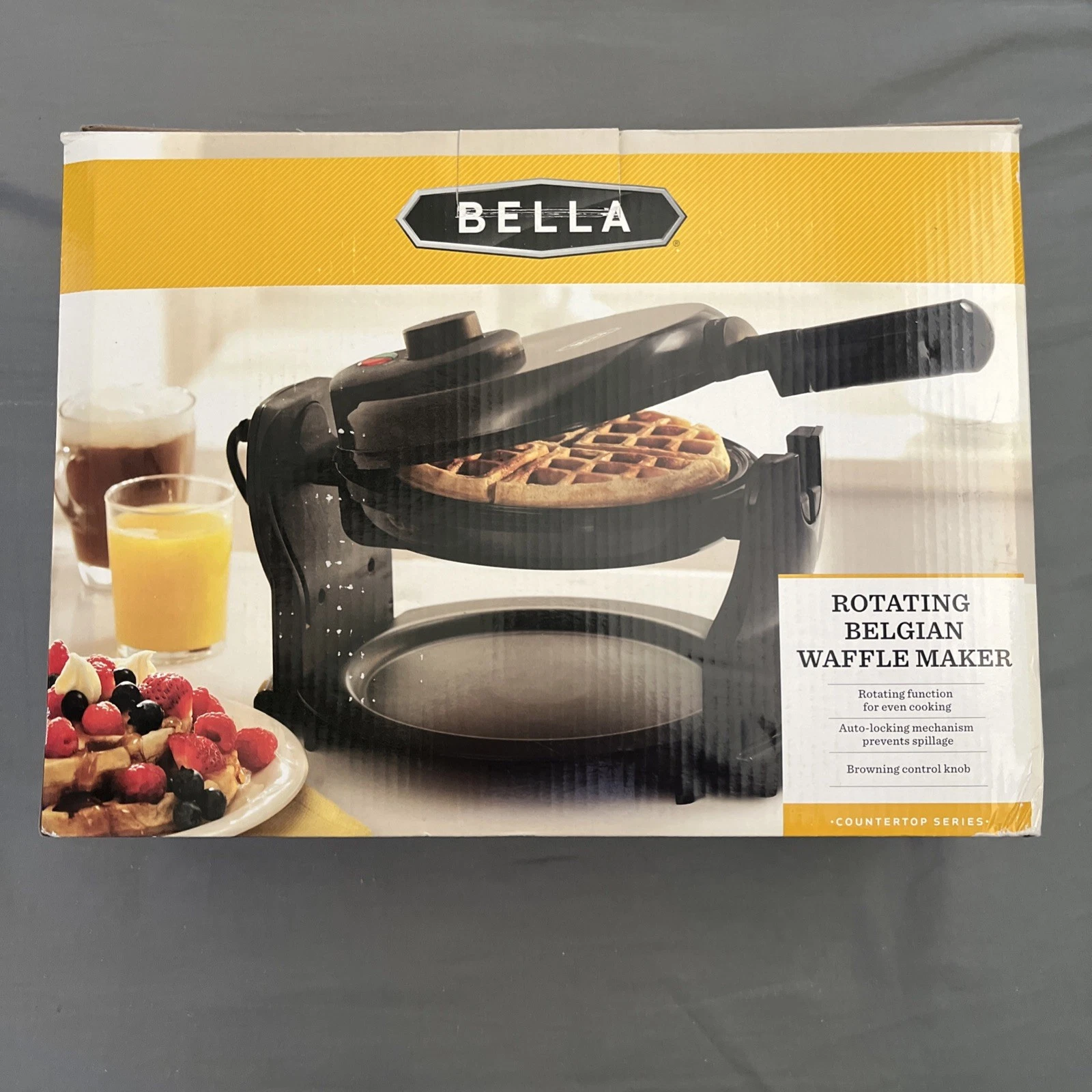Bella Rotating Belgian Waffle Maker Non-Stick, Black