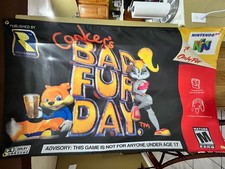 Conker's Bad Fur Day Nintendo N64 5ft Flag Banner Poster 2001 64 Rare Conkers