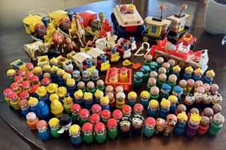 Vintage Fisher Price & Little People DAMAGED Lot 130 Vehicles/Figures